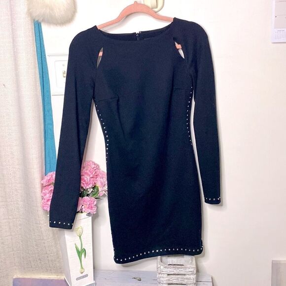🌷 Guess by Marciano🌷 Black Long Sleeve Cutout Dress - Picture 6 of 9